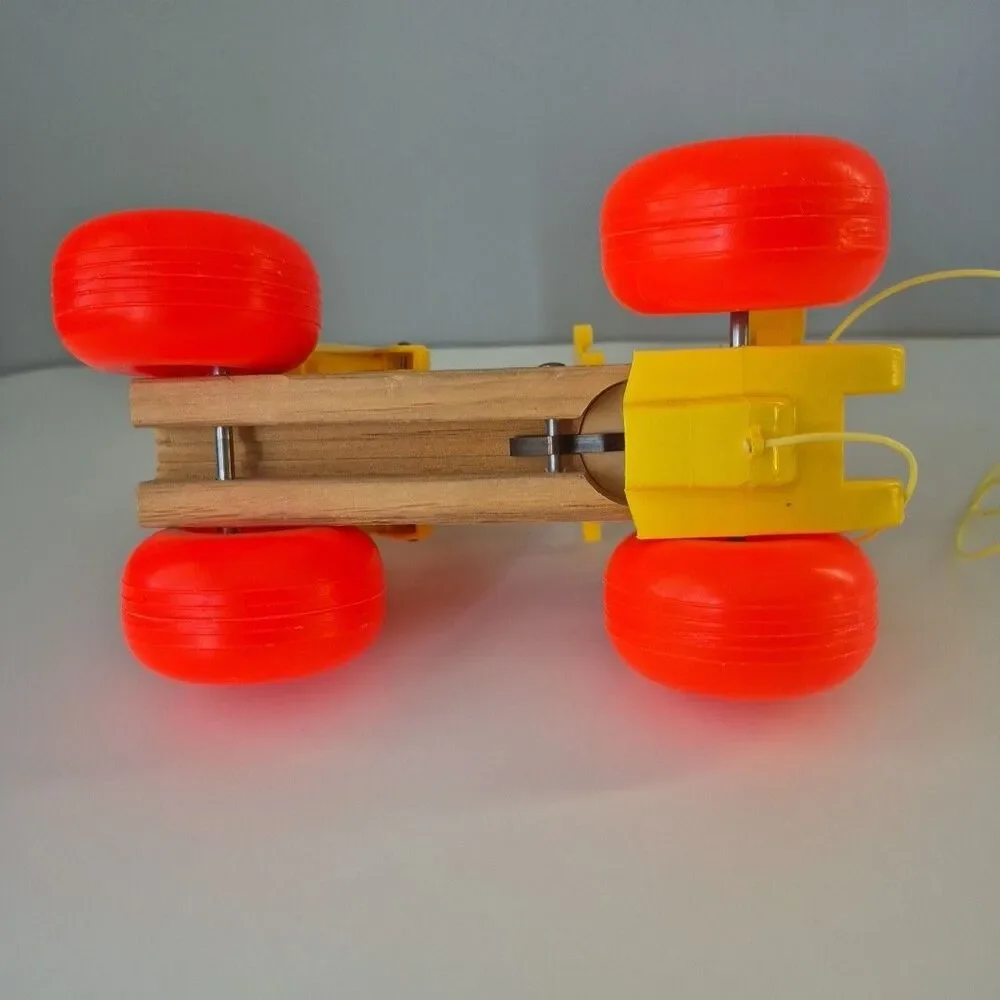 Fisher Price Vintage 1965 Wooden Jolly Jalopy the Clown Pull Toy Model 724